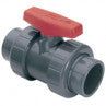 2" TRUE UNION BALL VALVE, SCH 80 PVC. INCLUDES THREADED AND SOCKET CONNECTIONS.